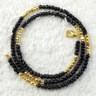 Natural Black Spinel and Golden Pyrite Faceted Rondelle 3-4mm Beaded Necklace