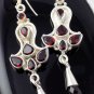 1 Pair 925 Sterling Silver Natural Red Garnet Gemstone Fashionable Earrings