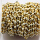 10 Feet White Turquoise Stone Smooth 24k Gold Plated Rondelle Rosary Beads Chain