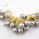 15Pc Gray Freshwater Pearl Wrapped 6mm Gold Plated Round Ring 5x6mm Smooth Bead