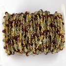 AAA 5Feet Garnet Labradorite Faceted Beaded chain 24k Gold Plated Chain Rosary