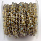 5 Feets Labradorite Smooth Rondelle Rosary Beaded Chain 24k Gold Plated 3.5-4mm