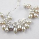 15Pc Freshwater Pearl Wire Wrapped 6mm Silver Plate Round Ring 5x6mm Smooth Bead
