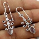 1Pair Natural Rose Quartz Pear 5x7mm Cabochon 925 Sterling Silver Plated Earring