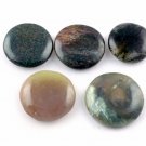 5 Pieces Natural Green Moss Agate Round 30-36mm Cabochon Cut Loose Gemstone