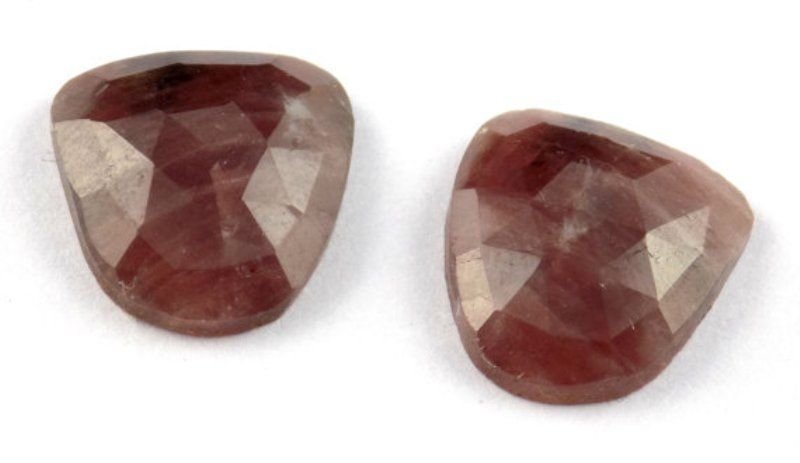 2 Pcs Natural Sapphire Uneven Shape 14mm 17.60Cts Flat Bottom Checker Gemstone