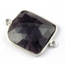 1 Piece 925 Sterling Silver Sapphire Gemstone Rose Cut Loop Connector 15x16mm