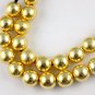 2 Strand 24k Gold Plated Copper Rondelle Smooth Balls Shape Size 12mm 7" Long