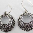 1 Pair Fancy Small Heart Round Shape Design 26x24mm Silver Black Oxidize Earring