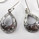 1 Pair Pear Shape Beautiful Leaf Designs 21x15mm 925 Sterling Silver Black Oxidi
