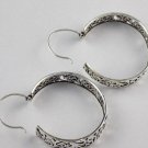 1 Pair Lovely 925 Sterling Flower Fancy Design Silver Oxidize Handmade Earring
