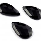 3 Pcs Natural Black Onyx Pear 21x32mm-20x34mm Flat Bottom Checker Cut Gemstone