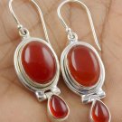 1 Pair Natural Red Onyx Oval,Pear 10x14-5x8mm 925 Sterling Silver Plated Earring