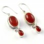 1 Pair Natural Red Onyx Oval,Pear 10x14-5x8mm 925 Sterling Silver Plated Earring