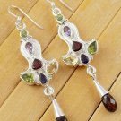 1 Pair Natural Mix Multi Gemstone Normal Cut 925 Sterling Silver Plated Earrings