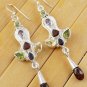 1 Pair Natural Mix Multi Gemstone Normal Cut 925 Sterling Silver Plated Earrings
