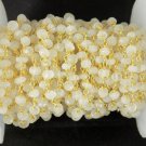 10 Feet White Rainbow Moonstone 24k Gold Plated Faceted Beaded chain 3.5-4mm