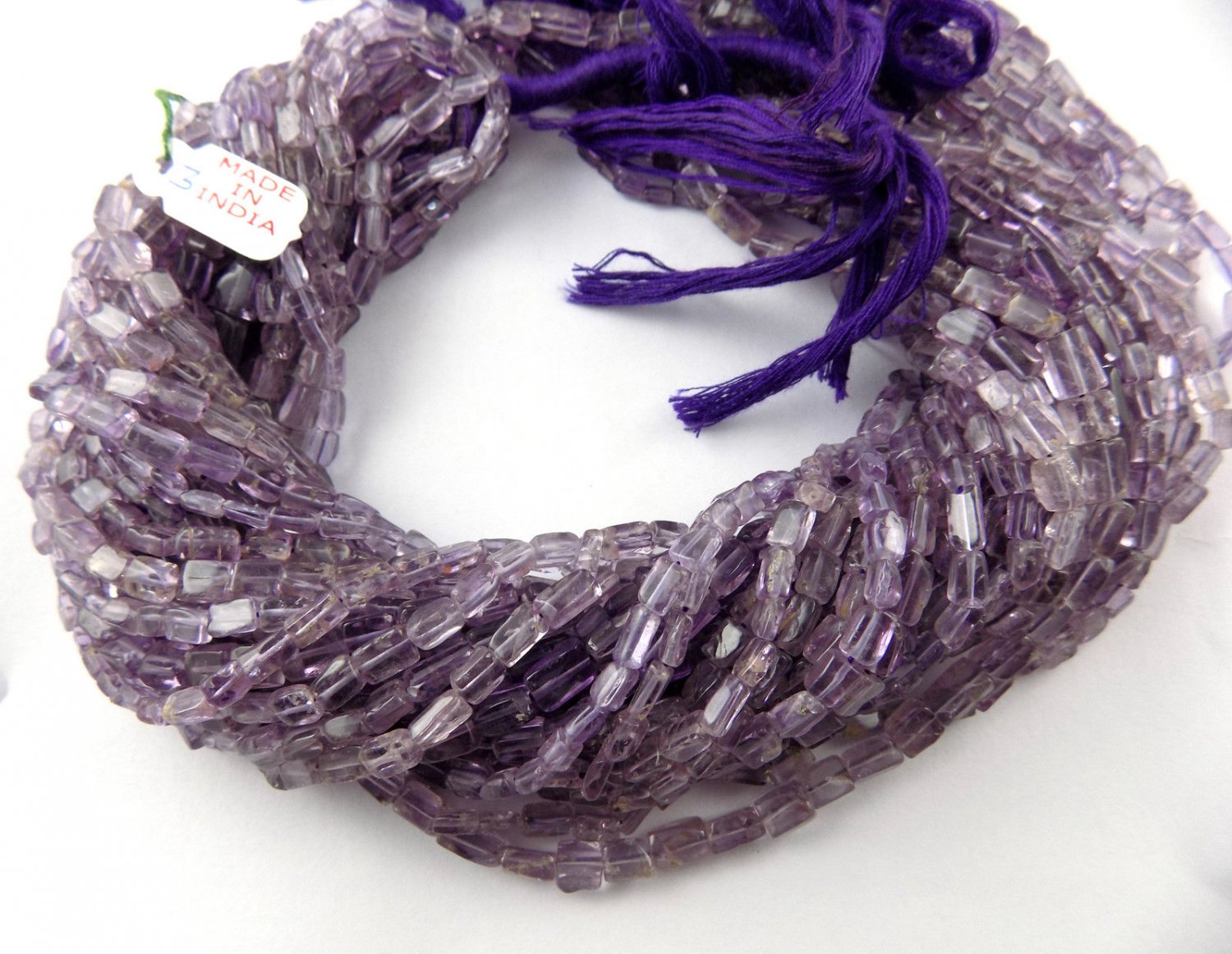 5 Strands Natural Amethyst Square Shape 3x3.5mm-5x9mm 13.5" Long Smooth Beads