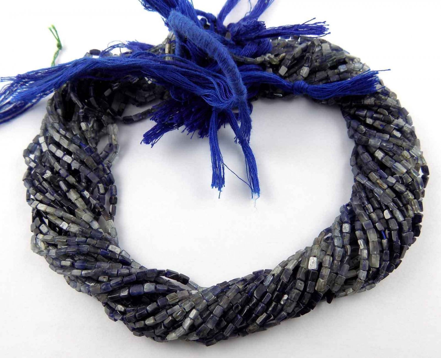 5 Strands Natural Iolite Smooth Square Shape Beads Approx 2x3-3x6mm 15" Long