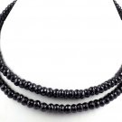 2 Strands Natural Black Spinel Faceted Gemstone Rondelle 6x8mm Necklace Jewelry.