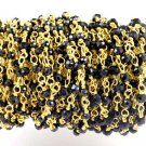 5 Feet Lovely Black Spinel 2mm Faceted Rondelle Rosary Chain 24K Gold Plated