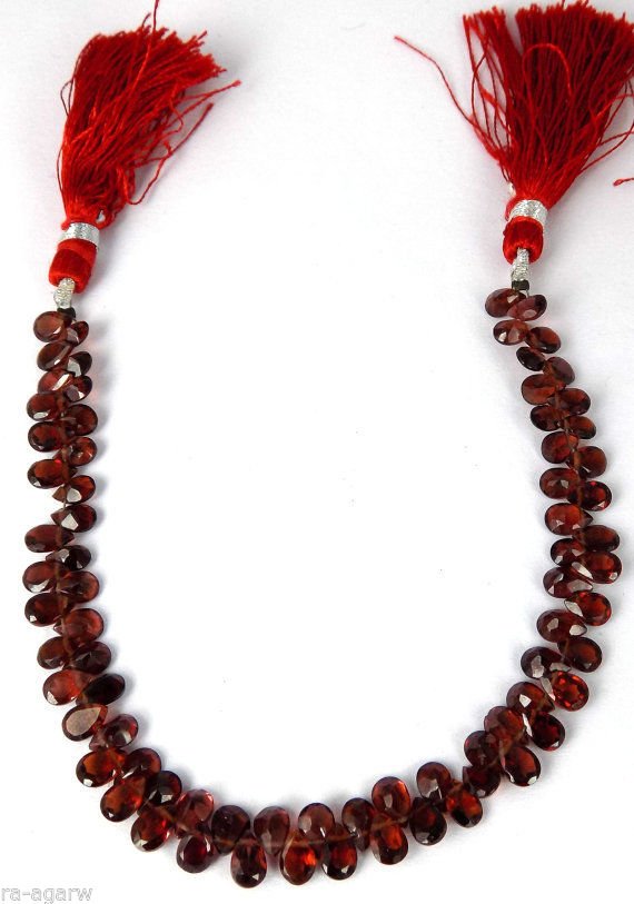 1 Strand Rhodolite Garnet Normal Cut Pear Drilled Briolette 7X5mm Stone 7" Long