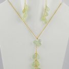 Prehnite Hanging Drops Design Faceted Approx 5x7-7x9mm Necklace&Earring 18" Long