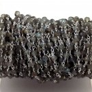 10 Feet Labradorite 925 Silver Plated Gemstone Faceted Beaded chain 3.5-4mm Bead