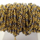 10 Feet Iolite Faceted Rondelle Beads 2mm 24k Gold Plated Beaded Rosary Chain
