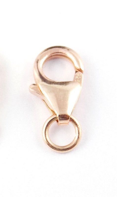 5 Pcs Rose Gold Plated Brass Fish lock With Ring Findings Lobster Claps Findings