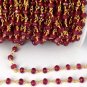 10 Feet Ruby Chalcedony 3.5-4mm 24k Gold Plated Wire Wrape Rosary Beaded chain