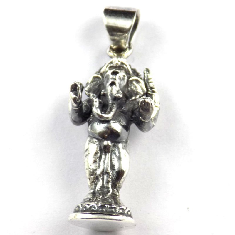 1 Pc Lord Ganesh Statue Design 925 Sterling Silver Black Oxidize Vintage Pendant