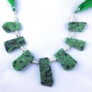 7 Pcs Natural Green Ruby Zoisite Flat Slice Top Drilled 31x17-48x21mm 8" Long
