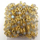 10 Feet Labradorite Smooth Tyre 5mm Brass Ring Wire Wrap Gold Plate Rosary Chain