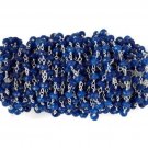 10 Feet Blue Onyx Chalcedony Stone 925 Silver Plated Faceted Rosary Beaded Chain