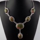 Natural Unakite Jasper Oval Cabochon 925 Sterling Silver 20" Party Wear Necklace