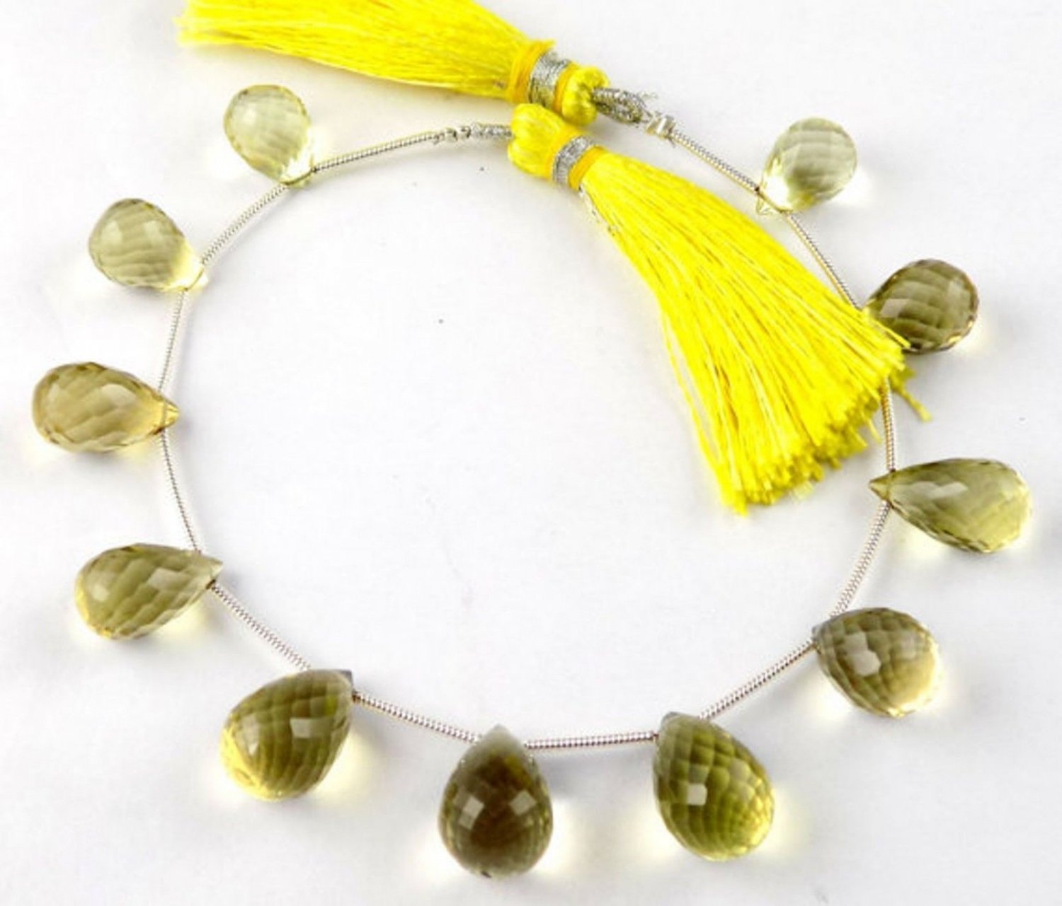 1 Strand Natural Lemon Quartz Gems Briolette Teardrop 8x12-10x15mm Beads 7" Long