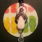 Flip Flop Washer Necklace in Pink