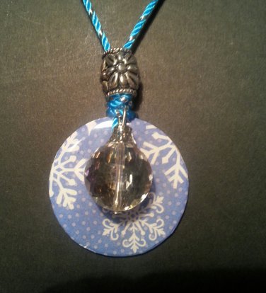 Blue Crystal Snowflake Washer Necklace