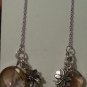 Pink Crystal Flower Threader Earrings