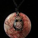 Purple Swirl Owl Washer Necklace