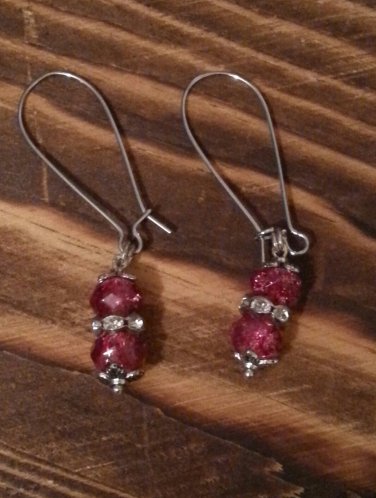 Fuschia Crackle Earrings