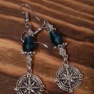 Teal Compass Earrings