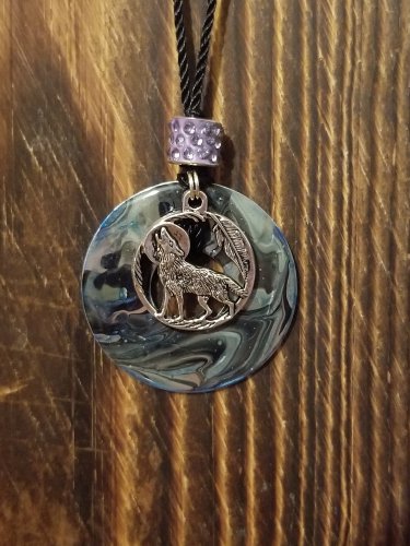 Midnight Wolf Washer Necklace