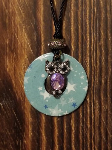 Starry Owl Washer Necklace