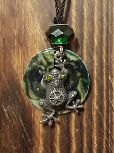 Steampunk Frog Washer Necklace