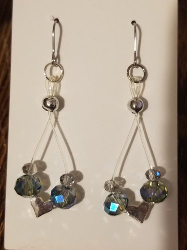 Crystal Heart Invisible Hoops