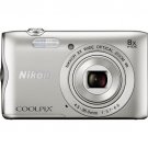 Nikon Coolpix A300 20.1MP 8x Optical Zoom NIKKOR WiFi Silver Digital Camera