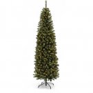 7.5FT Hinged Fir Pencil Christmas Tree w/ UL 588 Certified Lights