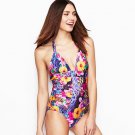 NWT NANETTE LEPORE M Playa swimsuit shirred halter tropical bright $164 ruched NWT NANETTE LEPORE M Playa swimsuit shirred halter tropical bright $164 ruched